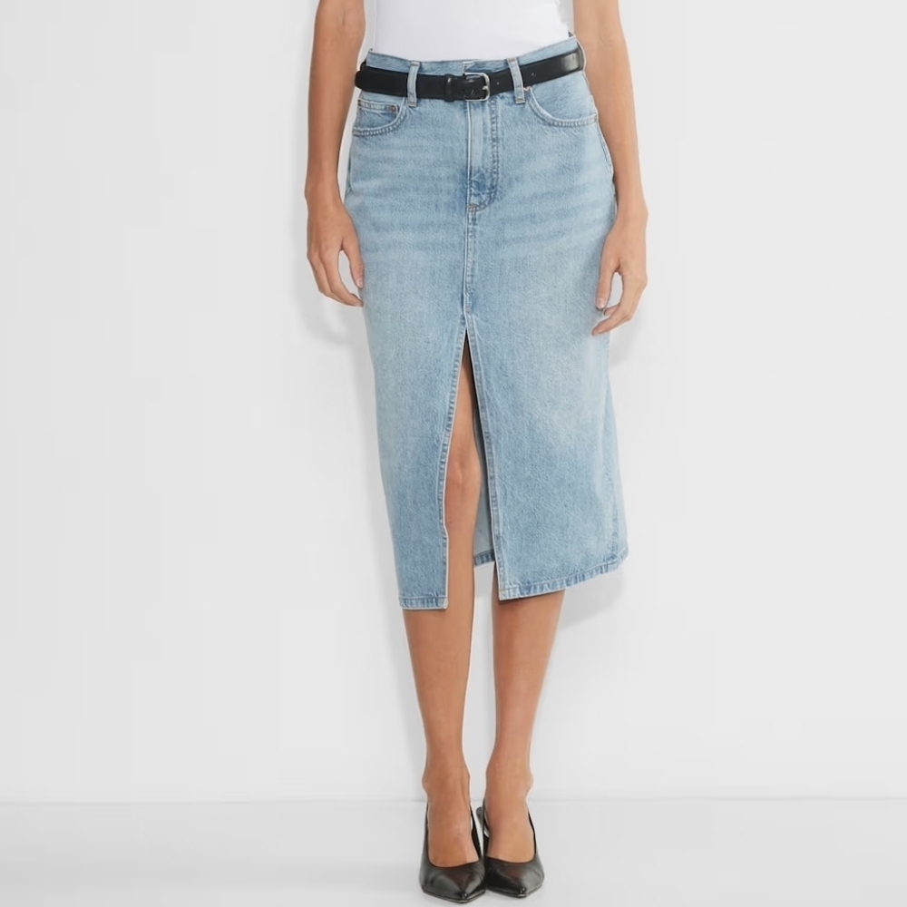 Aritzia Denim Forum The '90s Halle Midi Pockets Jean Women's Denim Skirt Size 31 - Picture 1 of 16